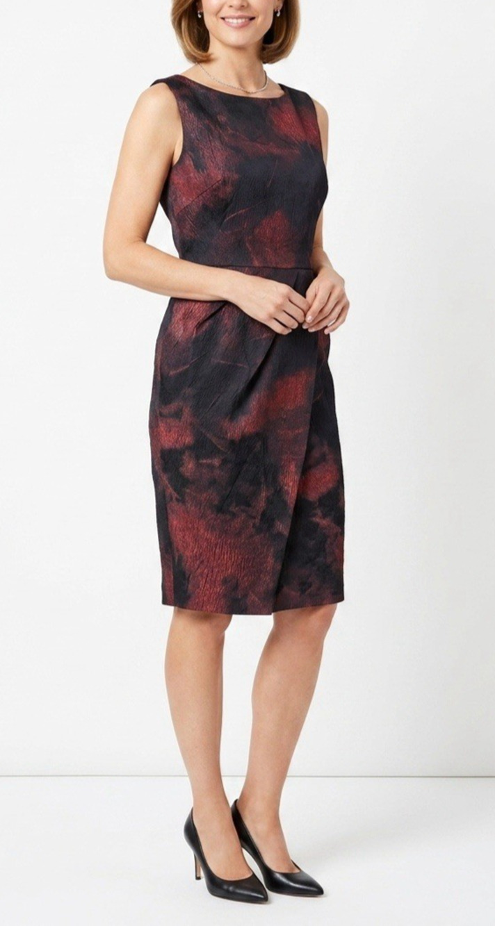 Michael Kors Collection Dress Red Sheath Knee Length Sleeveless Textured 10 M